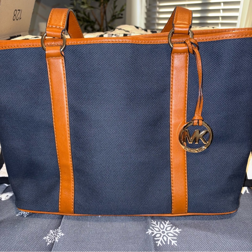 Michael Kors Blue and Brown Tote